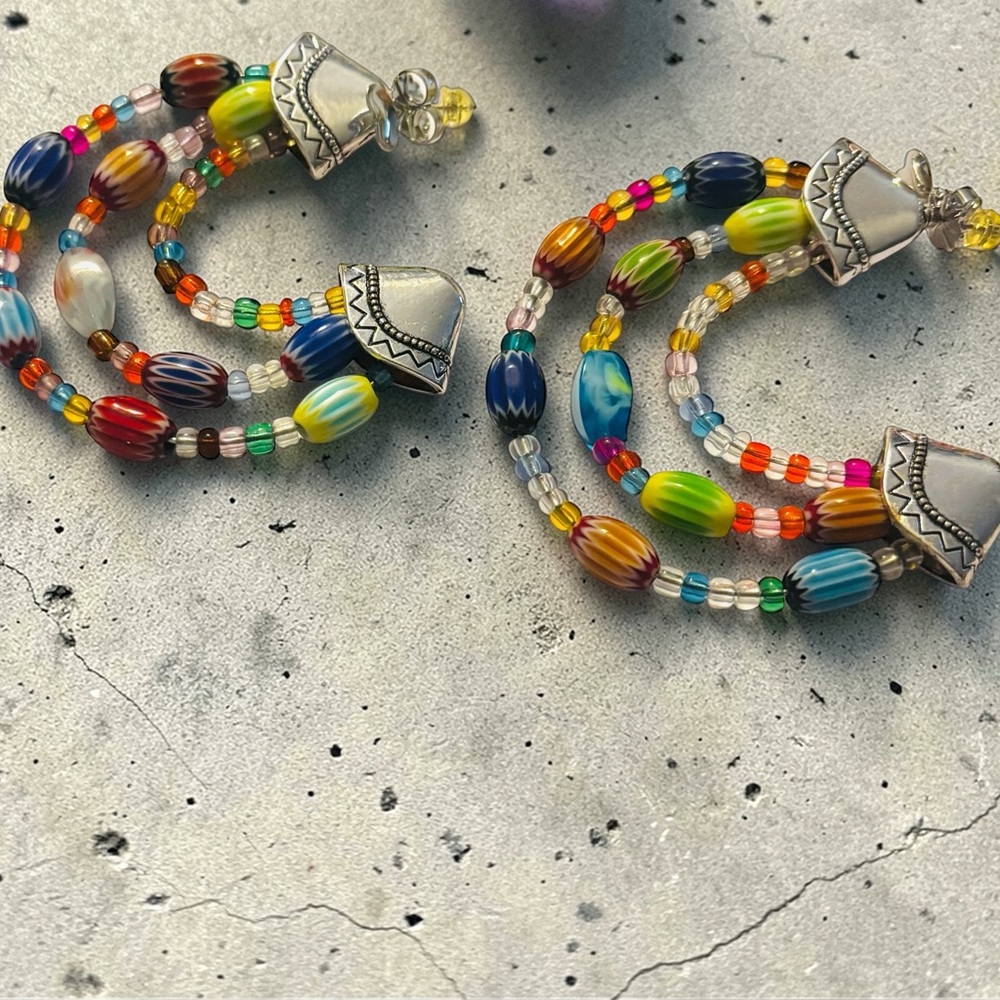 Sassy Jones Multicolor Beaded Hoop Earrings - Picture 2 of 2